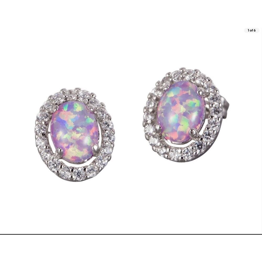 Lavender Fire Opal Earrings - Picture 8 of 8